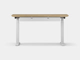 White desk with a wooden top on a white background | light oak, , white