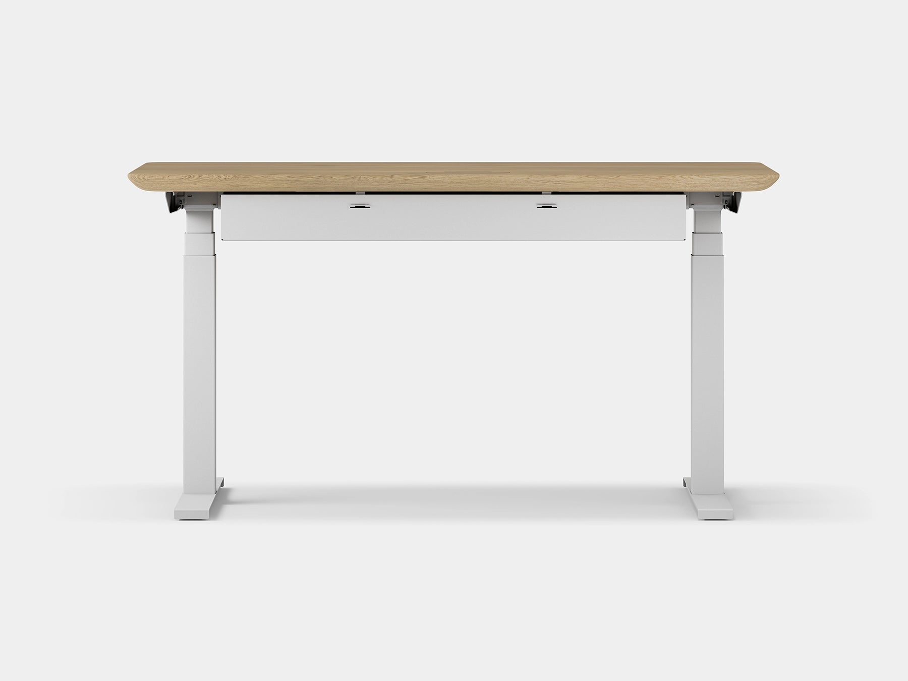 White desk with a wooden top on a white background | light oak, , white