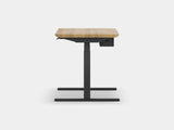 oakywood oak wooden standing desk pro with black legs and cable management front view | light oak, , black