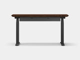 oakywood walnut wooden standing desk pro with black legs and cable management back view | walnut, ,black