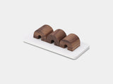 Walnut and white magnetic cable holder – sleek solution for keeping charging cables organized | walnut, white