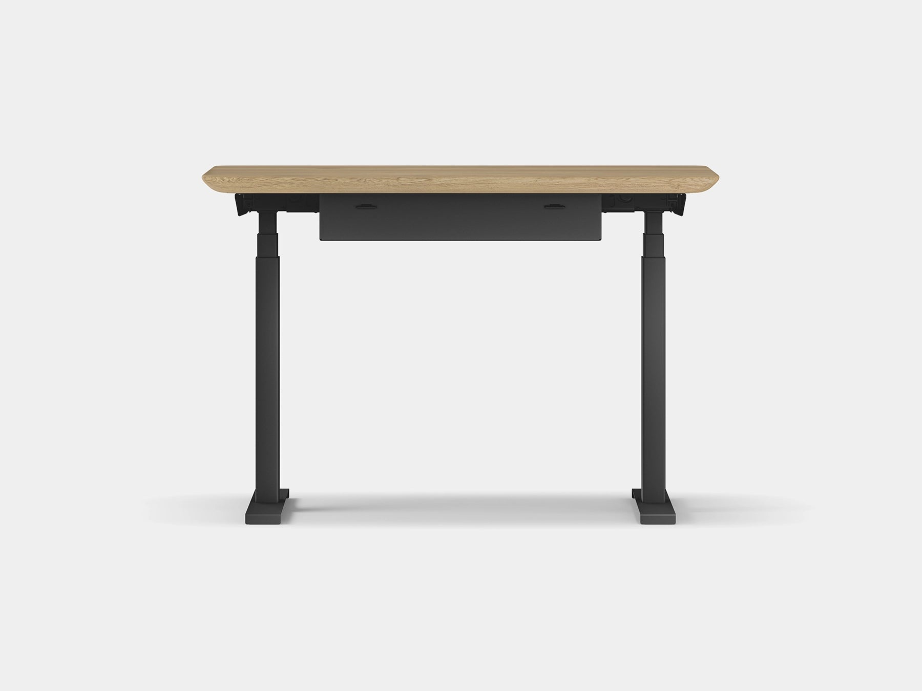 Oakywood Standing Desk Pro Mini Bundle crafted from oak with white finish – complete mini ergonomic workspace with grommet | light oak, , black