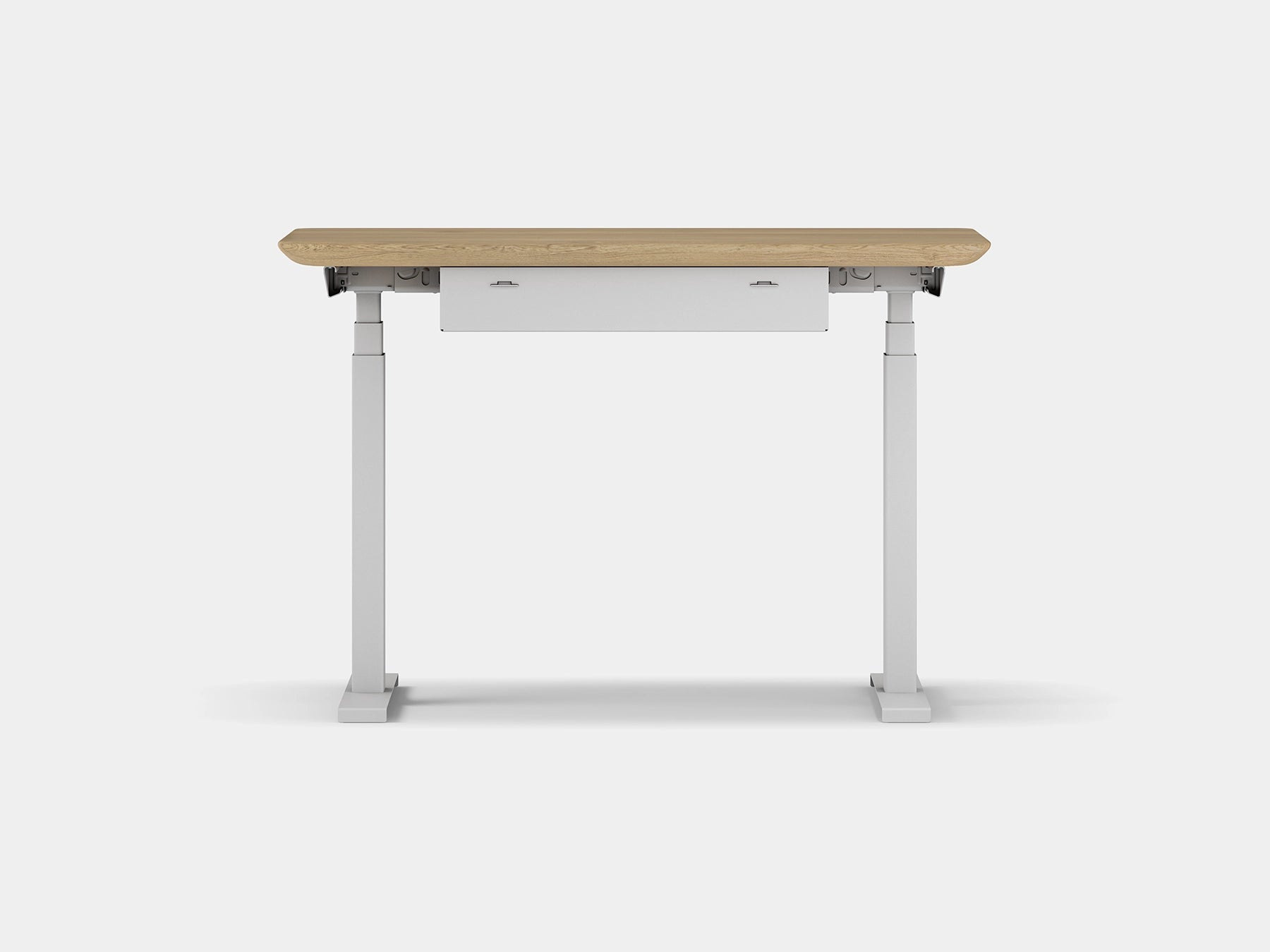 Oakywood Standing Desk Pro Mini Bundle crafted from oak with white finish – complete mini ergonomic workspace with grommet | light oak, , white
