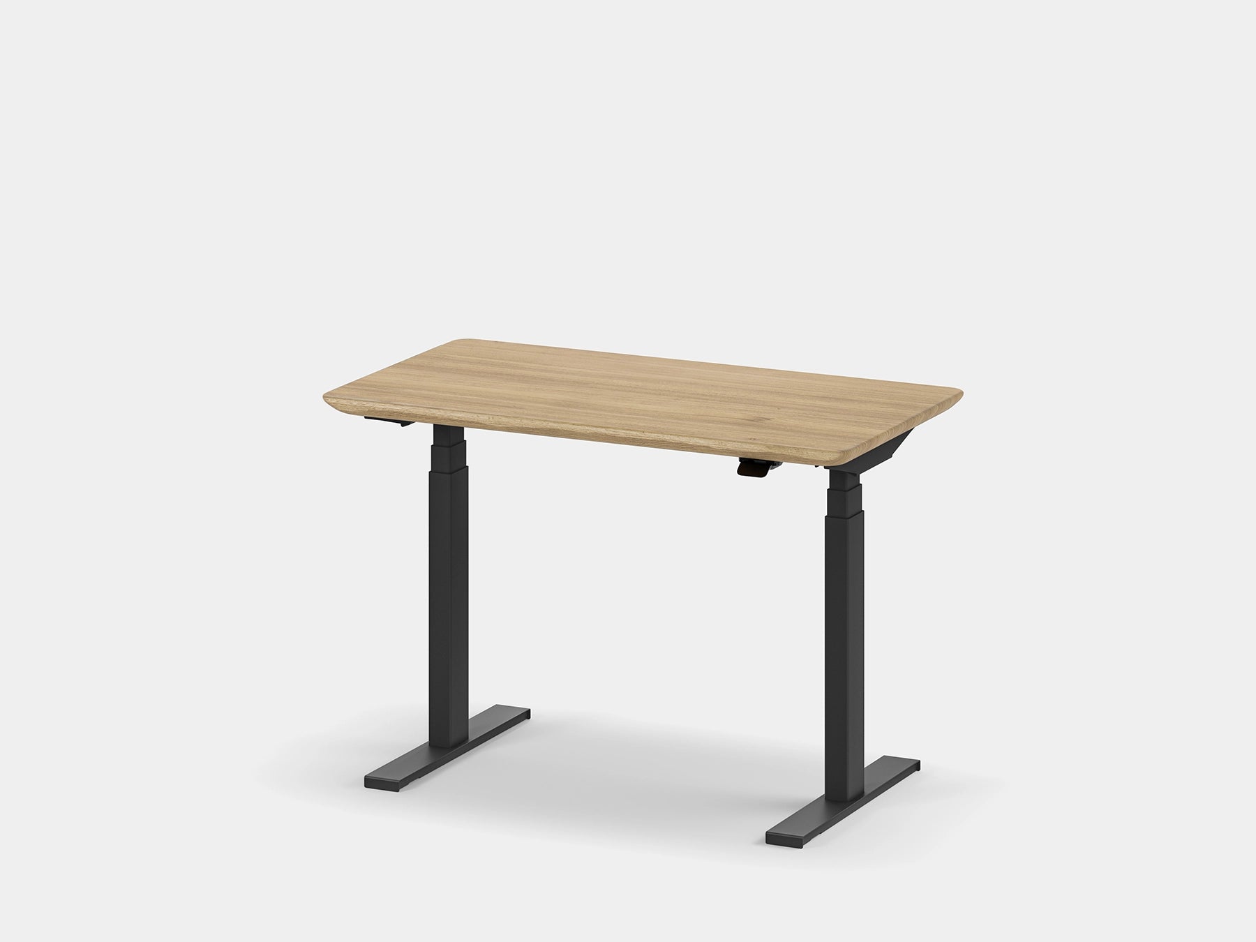 Oakywood Standing Desk Pro Mini Bundle crafted from oak with white finish – complete mini ergonomic workspace with grommet | light oak, , black