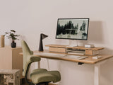 Modern office setup with a desk, chair, and computer monitor. Standing desk pro Oakywood light oak |light oak, , 