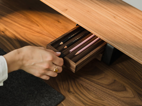 oakywood walnut penholder set in a small drawer | , 