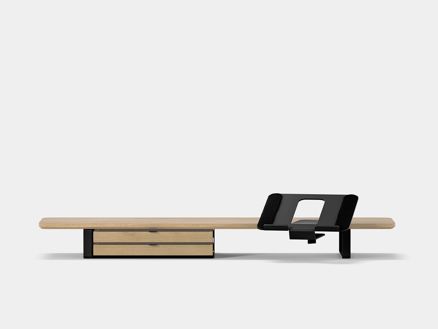 light oak, dual drawer, black