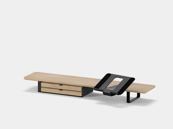 light oak, dual drawer, black