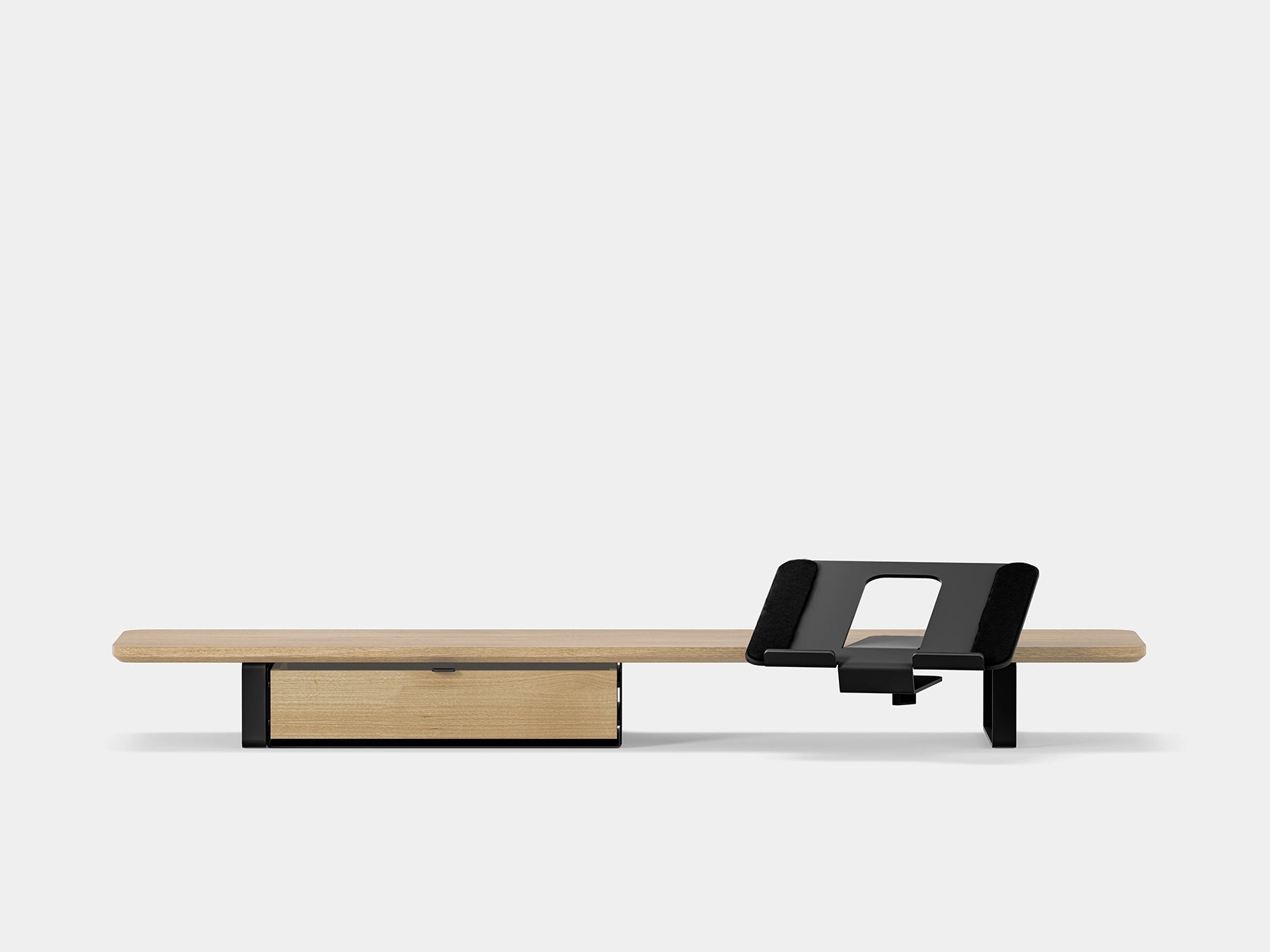 light oak, single drawer, black