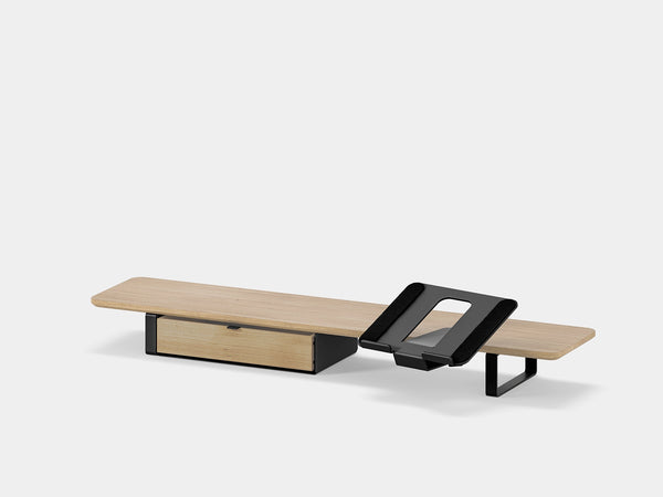 light oak, single drawer, black