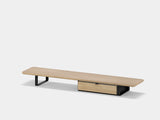 oakywood oak desk shelf with white legs and dual modular drawer front view | light oak, single drawer, black