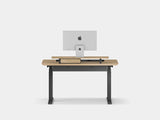 Wooden desk with a computer monitor on a white background | light oak, , black