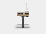 Modern standing desk with a minimalist design on a white background Oakywood Desk Setup Pro| light oak, , black