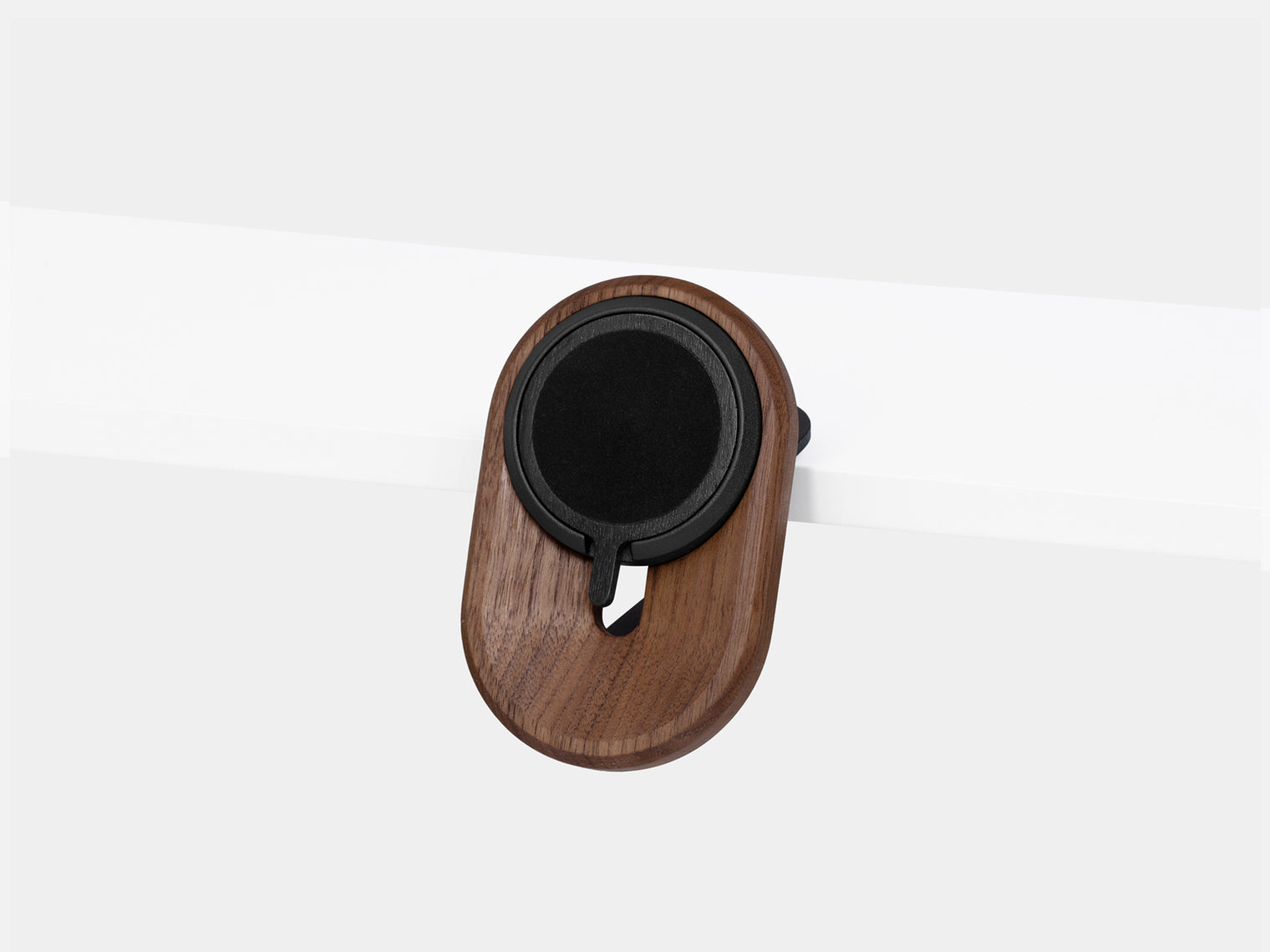 walnut magsafe iphone desk shelf mount - with magsafe puck | walnut