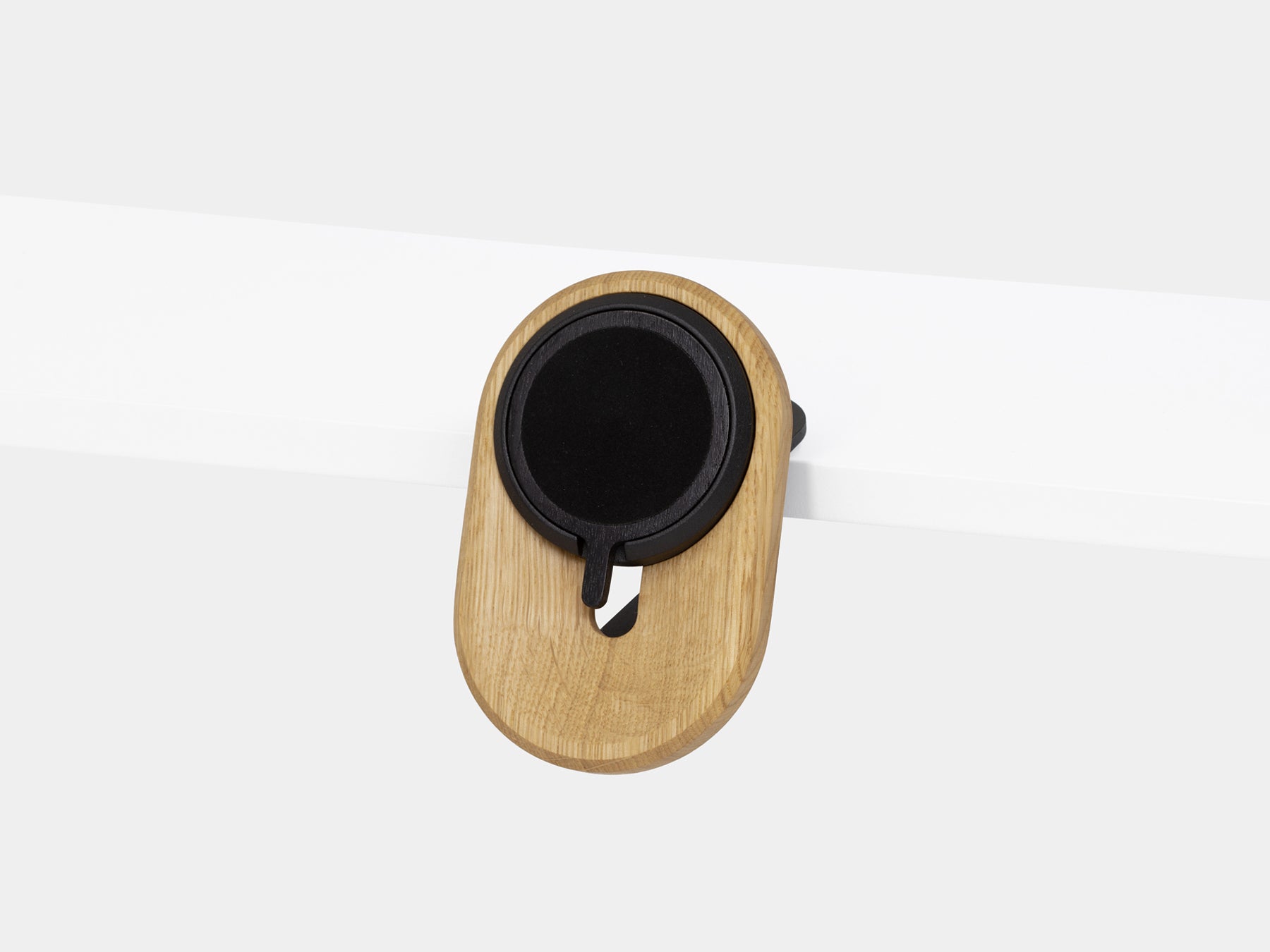 oak magsafe iphone desk shelf mount - with magsafe puck | oak