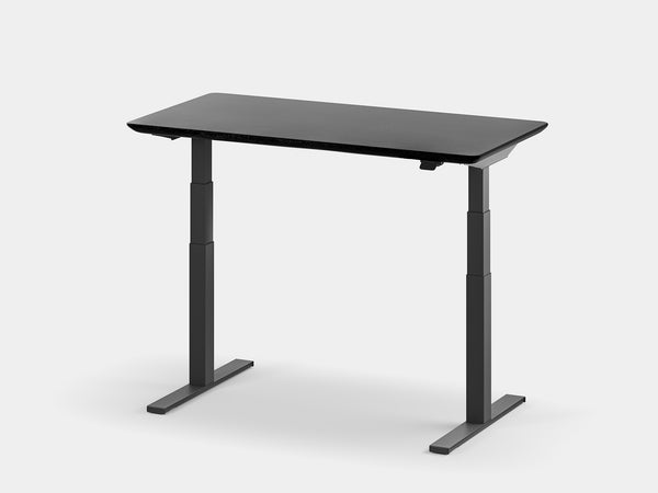 black wooden oakywood standing desk pro with black legs in standing position | black, , black