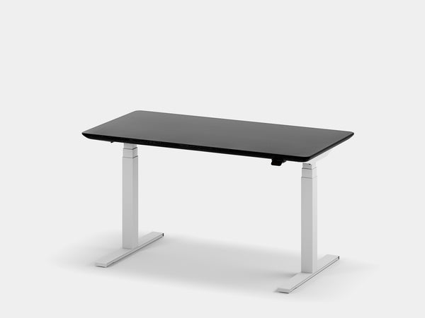 black wooden oakywood standing desk pro with white legs | black, , white