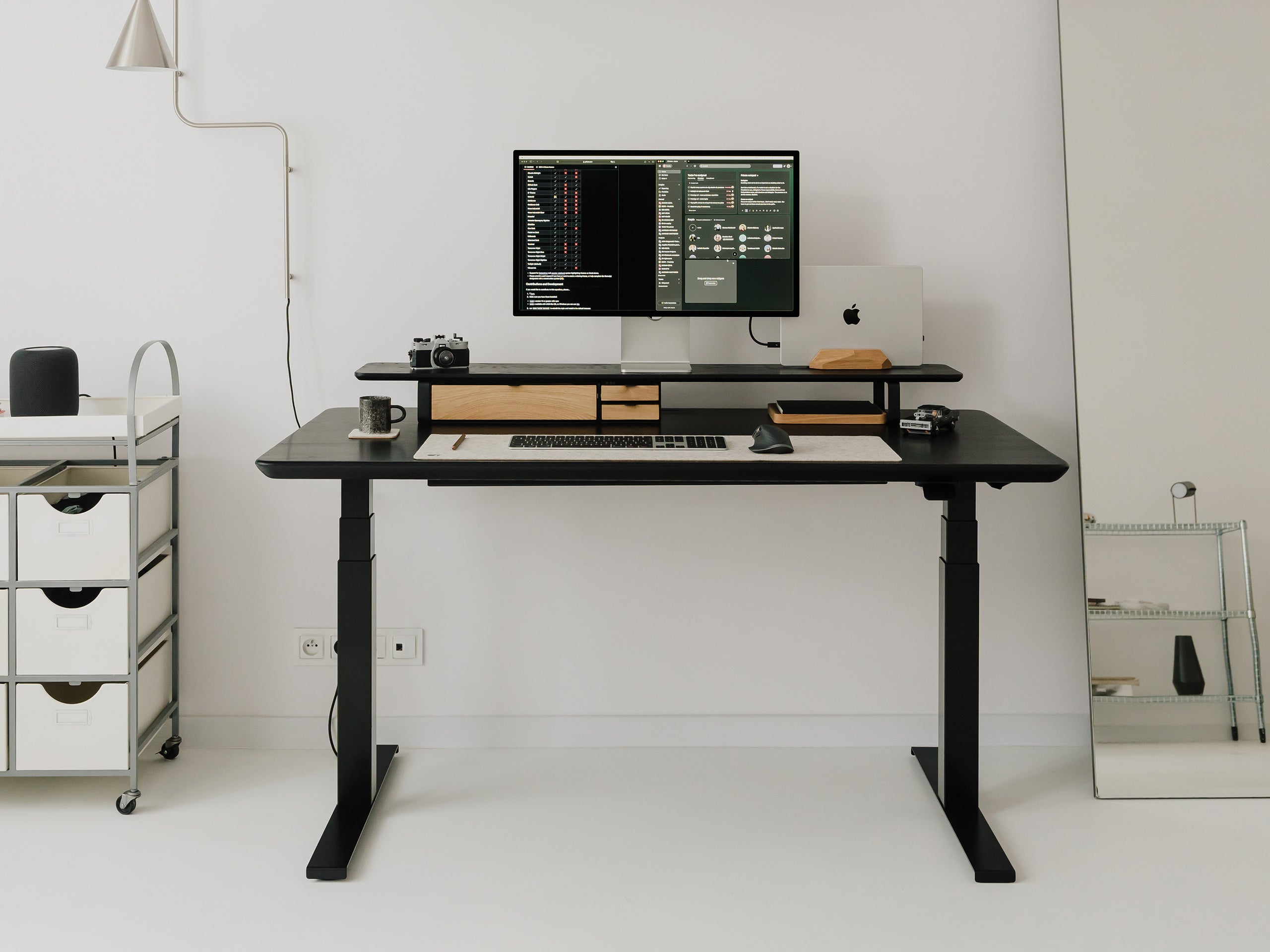 oak wood black oakywood Standing Desk Pro desk setup | black, ,