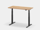 oak veneer oakywood standing desk pro with black legs in standing position | oak veneer, , black