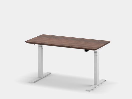 walnut oakywood standing desk pro with white legs | walnut, , white