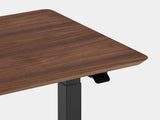 walnut veneer oakywood standing desk pro with black legs closeup | walnut veneer, , black