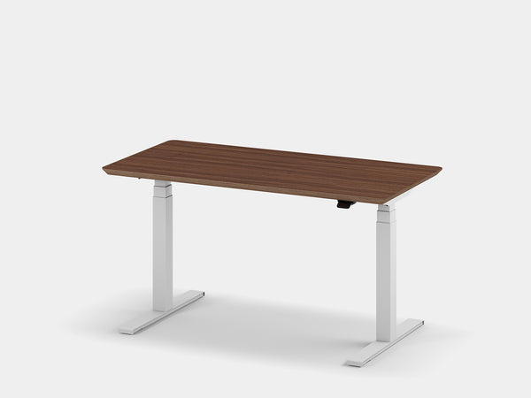 walnut veneer oakywood standing desk pro with white legs | walnut veneer, , white