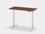 walnut veneer oakywood standing desk pro with white legs in standing position | walnut veneer, , white