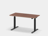 oakywood walnut veneer standing desk pro with black legs and cable management front view | walnut veneer, ,black