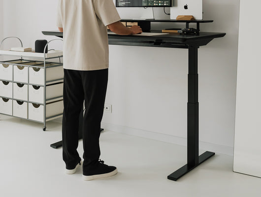 oakywood standing desk pro frame desk setup | black