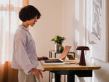 Oakywood’s minimalist height-adjustable desk designed for small offices or home setups | oak, ,