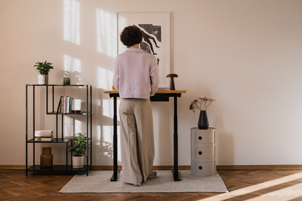 Sleek height-adjustable desk offering first-class ergonomics in a compact design | oak, ,