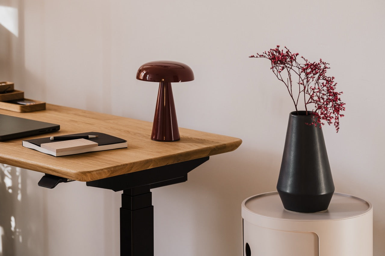 Adjustable standing desk that combines elegant wood finish with maximum functionality | oak, ,