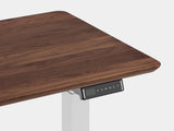 oakywood walnut standing desk touch with white legs closeup | walnut, , white