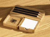 oakyblocks oak sticky notes tray desk setup | oak