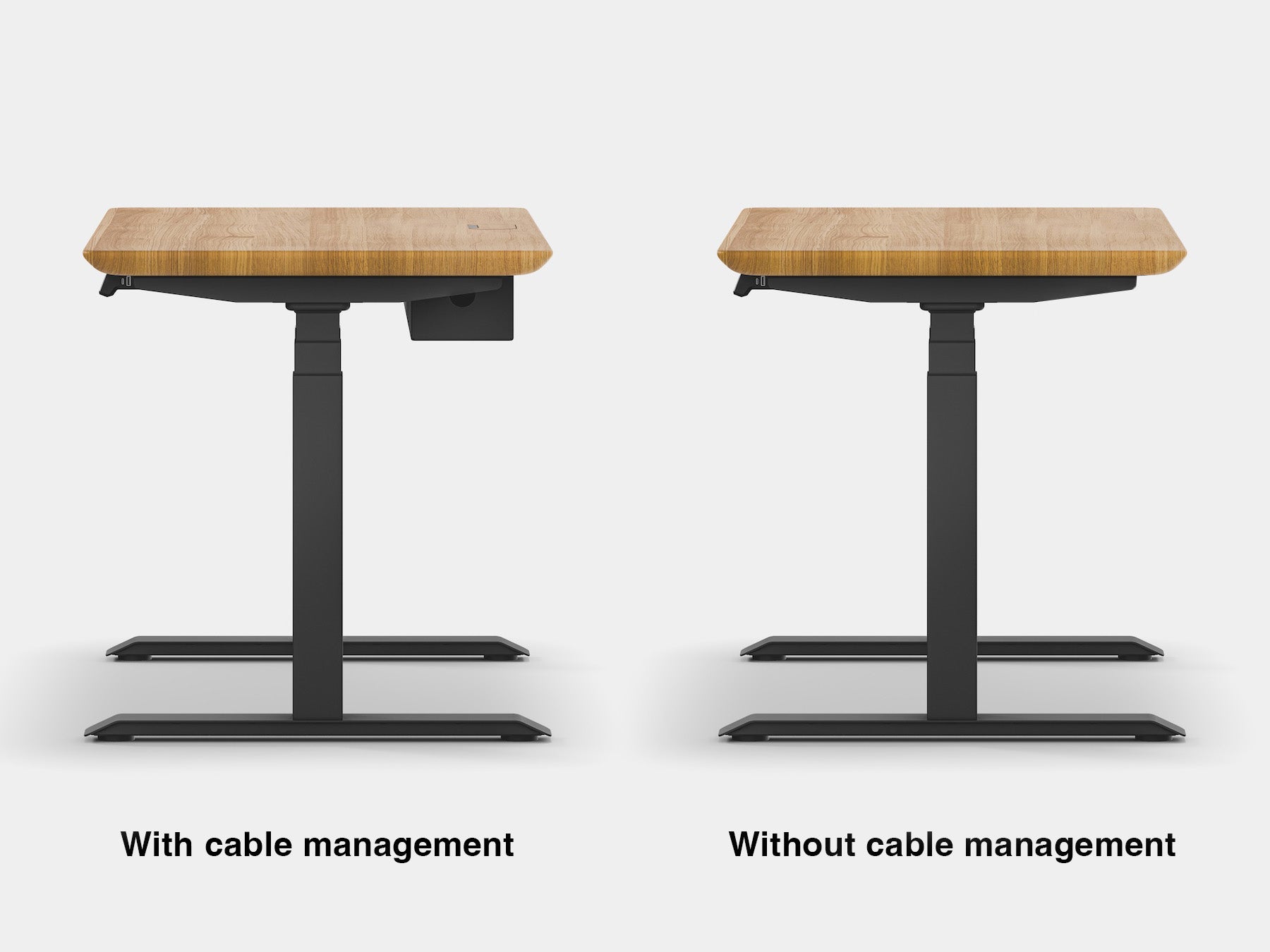 oakywood oak standing desk touch with black legs comparison | oak, , black