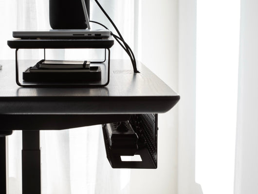 Oakywood Underdesk Organizer Grid in black – ergonomic solution for organizing cords beneath your desk | black