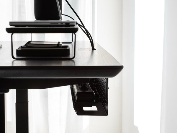 Oakywood Underdesk Organizer Grid in black – ergonomic solution for organizing cords beneath your desk | black