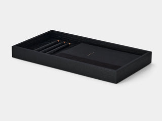 Oakywood Valet Tray in black – stylish black tray for storing office or personal essentials | black, large
