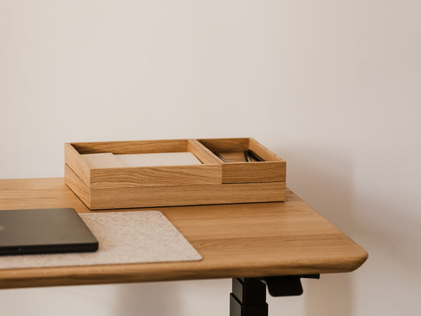 Wooden box organizer on a plain background  | oak, 