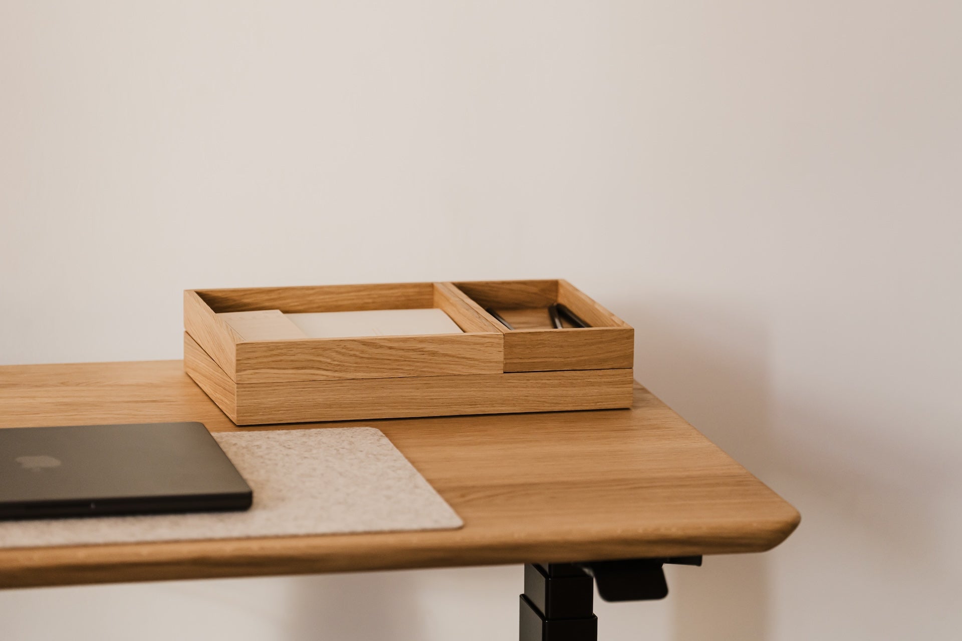 Wooden box organizer on a plain background  | oak, 