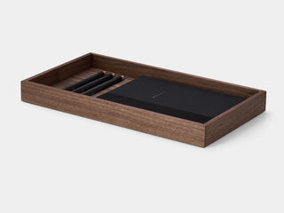 Oakywood Valet Tray in walnut – premium dark wood tray for organizing desk accessories | walnut, large