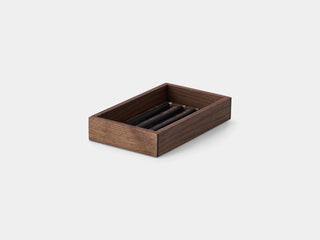 Oakywood Valet Tray in walnut – elegant dark wood tray for office or home use | walnut, small