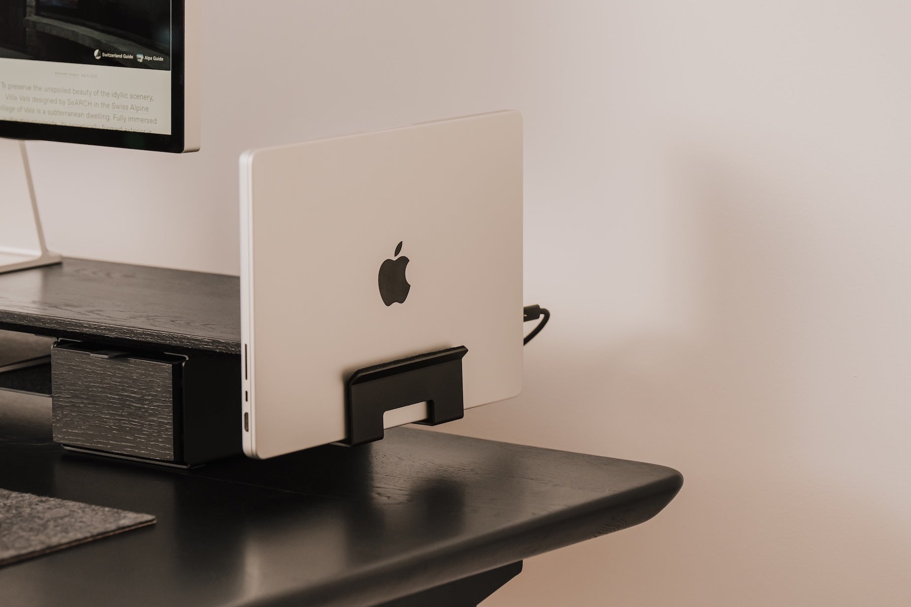 laptop vertical desk shelf mount| black