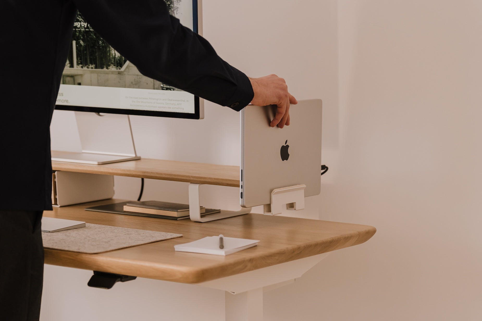 laptop vertical desk shelf mount| white