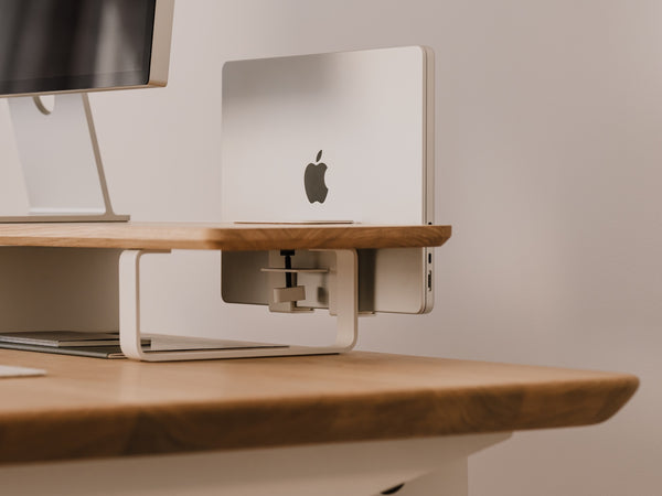 laptop vertical desk shelf mount| white