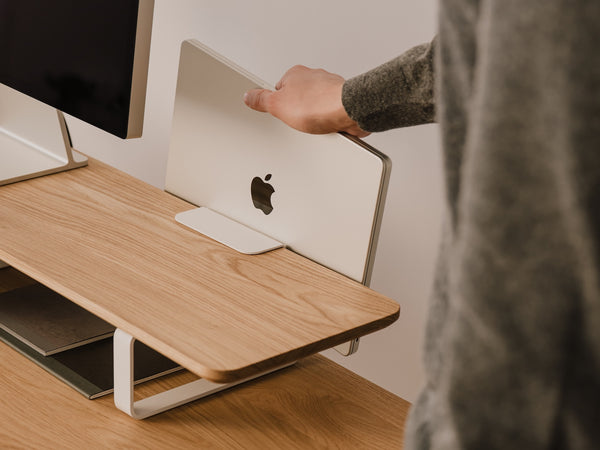 laptop vertical desk shelf mount| white