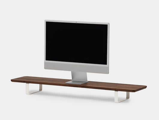 walnut desk shelf with white legs | walnut, white