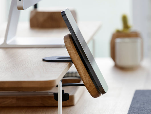 oak magsafe iphone desk shelf mount on a desk shelf | walnut | -