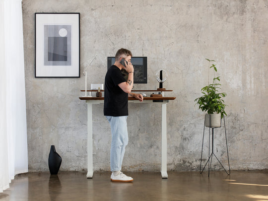 oakywood walnut wooden standing desk setup | walnut, , 