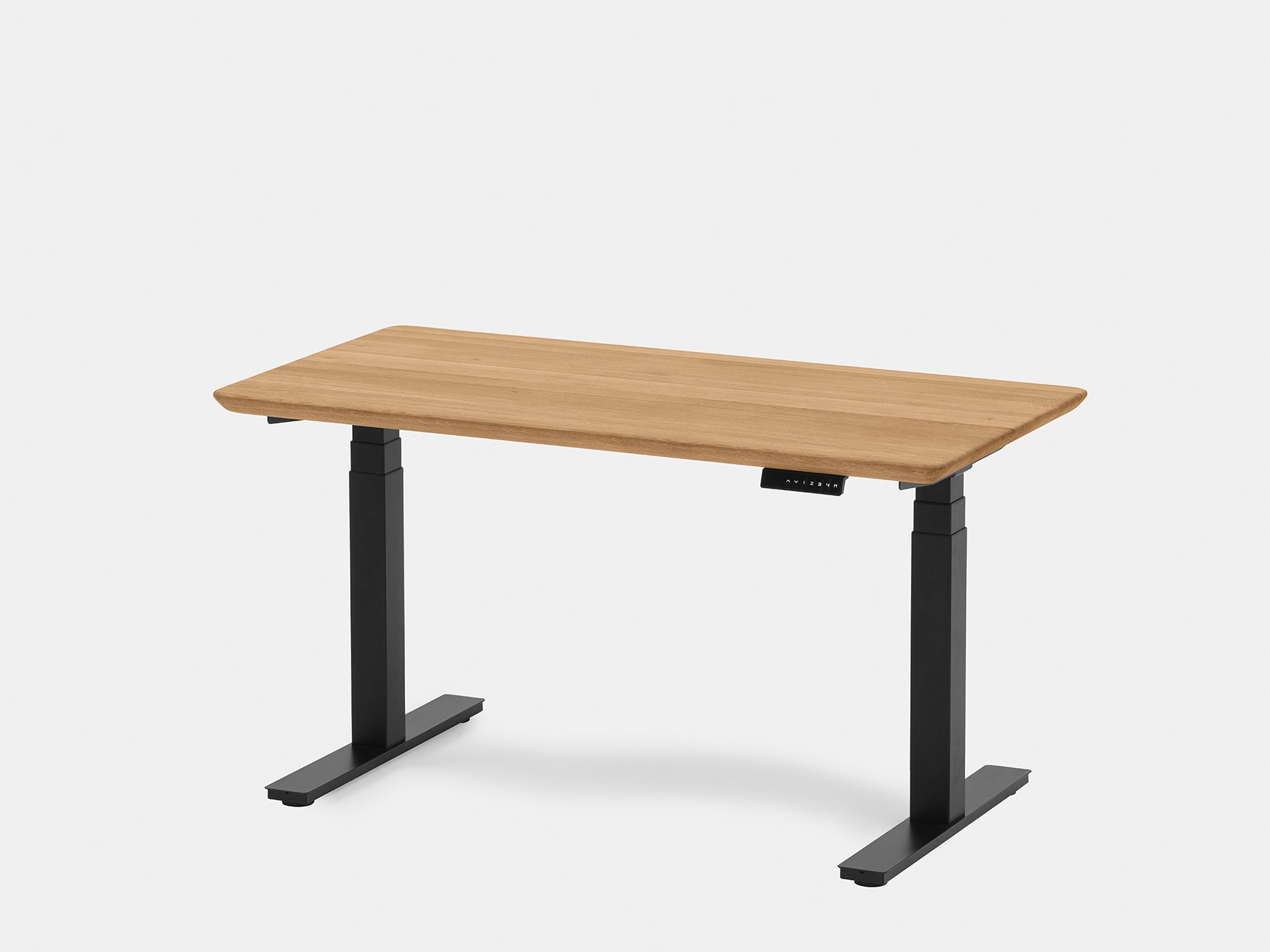 Light wood top desk with black metal frame, similar design, isolated (product image).